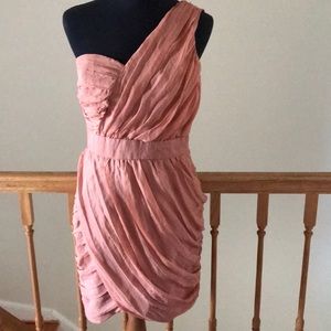 Blush Pink One Shoulder Ruched dress
